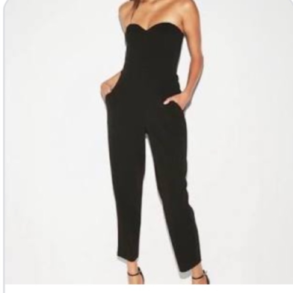 Black strapless jumpsuit